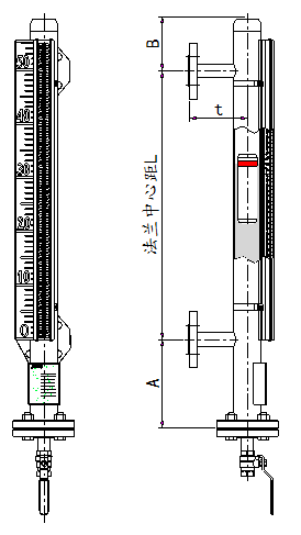 Flap-11A标准型磁翻板液位计尺寸图