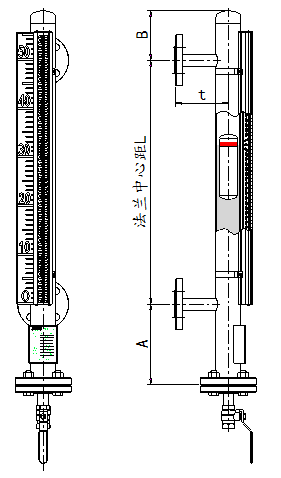 Flap-11S经济型磁翻板液位计尺寸图