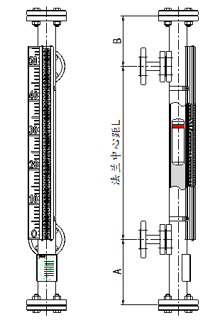 Flap-11Px内衬型磁翻板液位计尺寸图